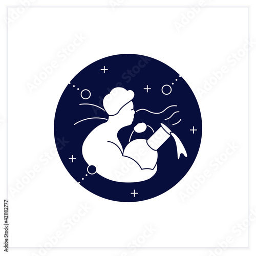 Aquarius flat icon. Eleventh fire sign in zodiac. Water Bearer birth symbol. Mystic horoscope sign. Astrological science concept. Isolated vector illustration