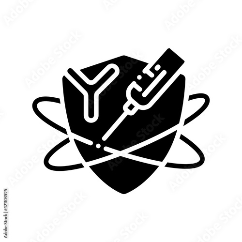 Immunoglobulin therapy glyph icon. Health injections. Immunology concept. Body defence system. Health, immunity, disease prevention.Filled flat sign. Isolated silhouette vector illustration