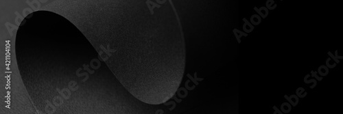 Abstract black paper banner, copy space monochrome background