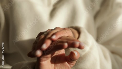 hands cream. Video. Woman hand cream. Clean. Beauty.