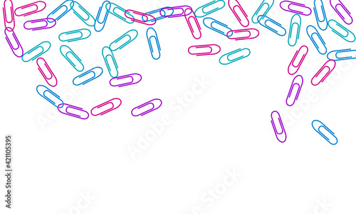Stationary paperclips isolated on white background