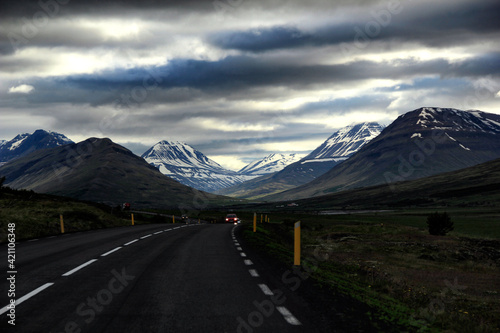 Dramatic sky over Route 1 (Hringvegur) in Öxnadalur valley, Iceland © teddiviscious