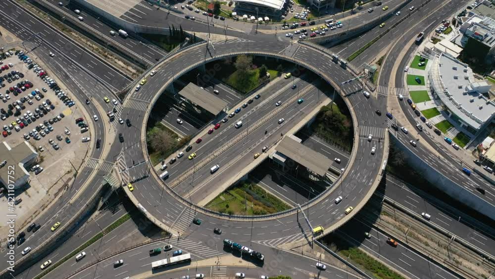Aerial drone timelapse video of popular highway of Attiki Odos ring road, passing through Kifisias Avenue, Attica, Greece Aerial drone timelapse video of popular highway of Attiki Odos ring road, passing through Kifisias Avenue, Attica, Greece