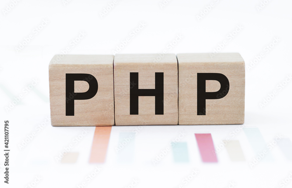 php inscription on wooden cubes on a table with color graphs php inscription on wooden cubes on a table with color graphs