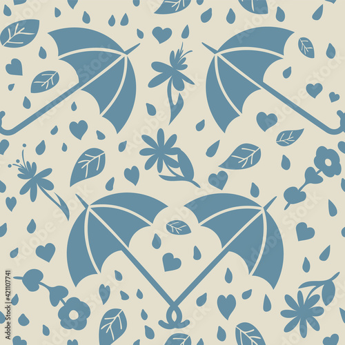 April Showers Seamless Repeating Vector Pattern