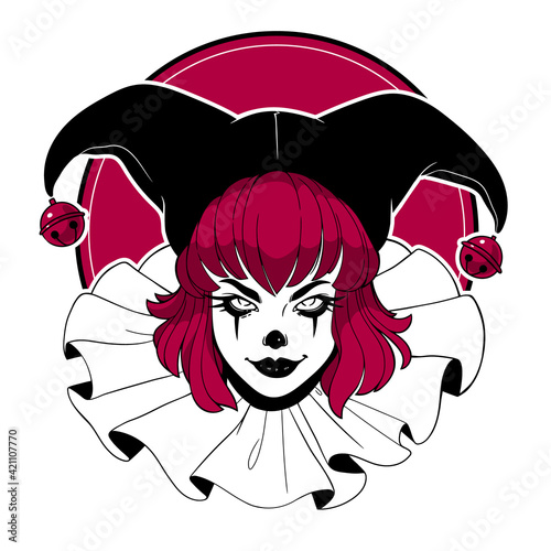 face of a beautiful smiling joker girl