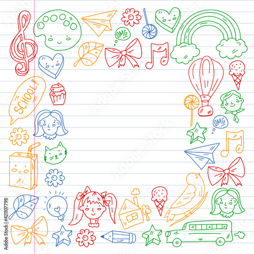 Education icons set. School and colledge. Creativity and imagination.