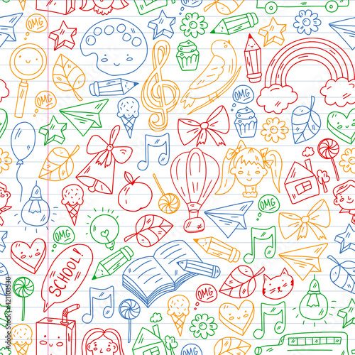 Education icons set. School and colledge. Creativity and imagination.