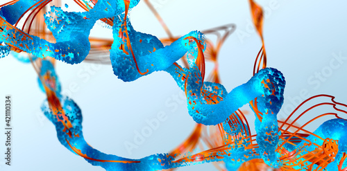 Chain of amino acid or bio molecules called protein - 3d illustration photo