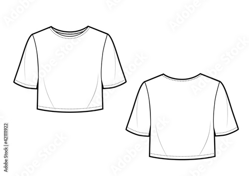 Vector crop basic t shirt. Mock up template