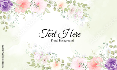 Beautiful hand drawn floral background with lovely flowers © mariadeta