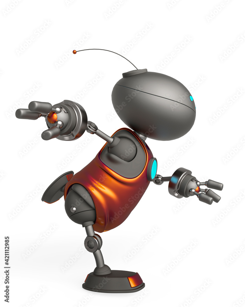 mini bot is speeding up in white background side view