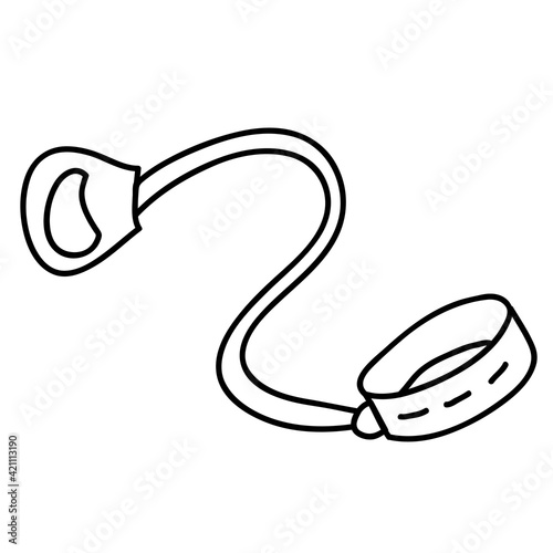Dog collar and leash for animals .Outline vector illustration. Doodle sketch style.