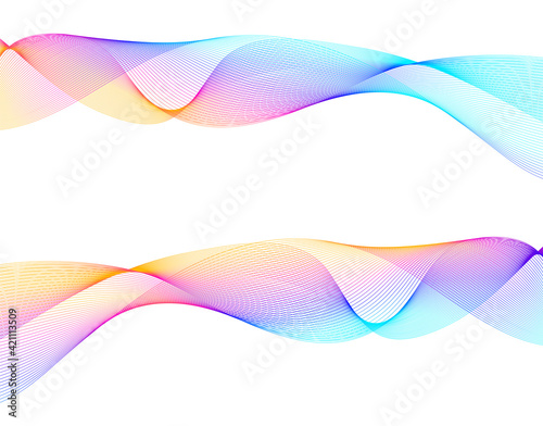 Design elements. Wave of many gray lines. Abstract wavy stripes on white background isolated. Creative line art. Vector illustration EPS 10. Colourful shiny waves with lines created using Blend Tool.