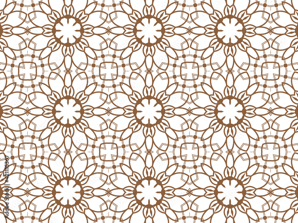 Wallpaper Geometric Seamless Ornament Abstract Pattern Brown and white, For print and Background. Geometric Tile Digital Paper.