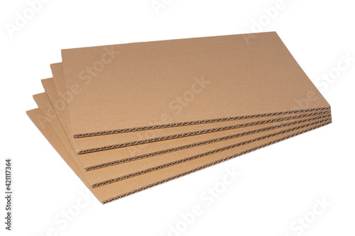 Brown corrugated cardboard isolated on a white background