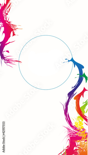 abstract frame with colourful shape like dragon or tongues of fire