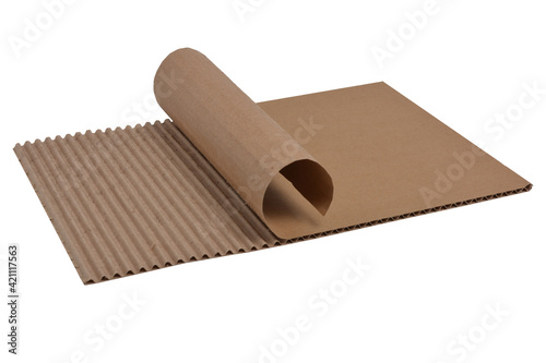 Brown corrugated cardboard isolated on a white background