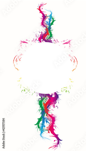 abstract frame with colourful shape like dragon or tongues of fire