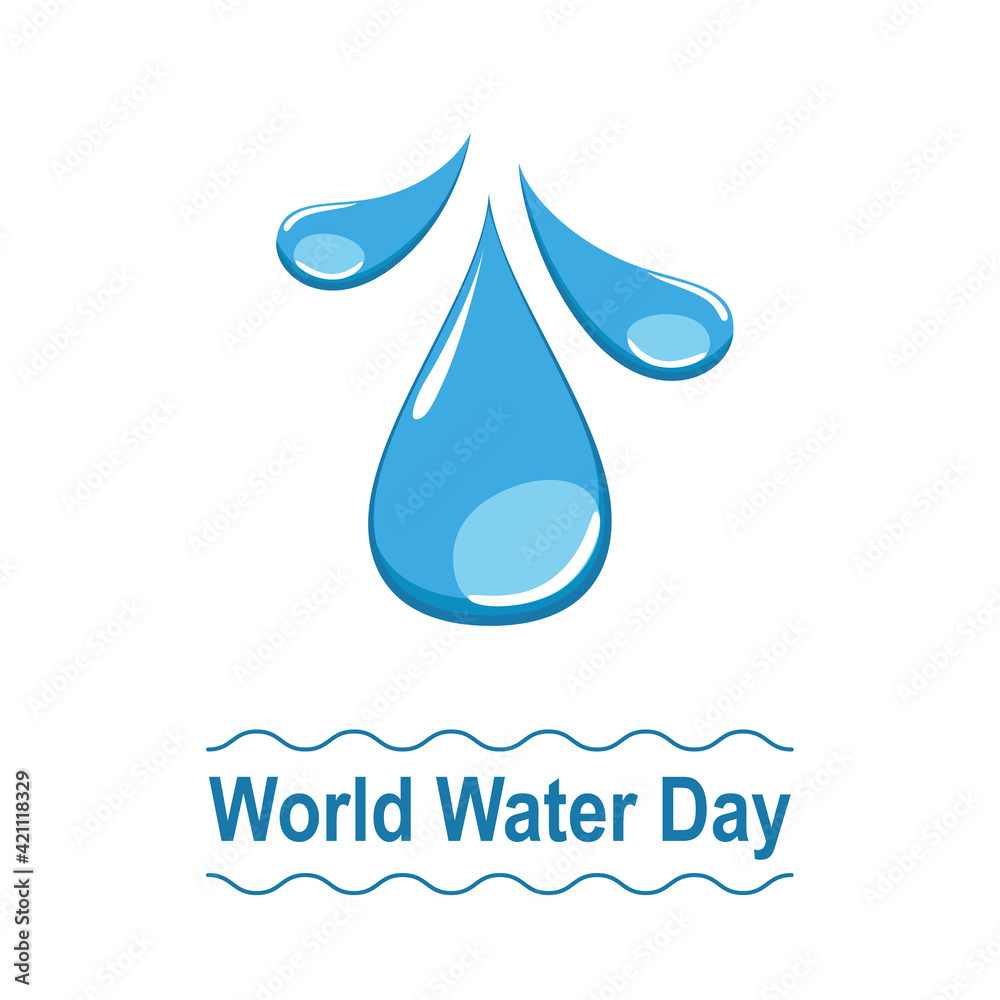 World water day vector banner. Blue drops and text on white background ...