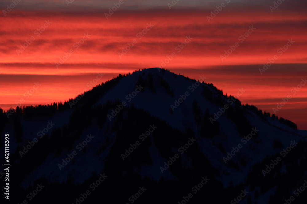Obraz premium Sonnenuntergang an Blankenstein, Rißerkogl und Setzberg