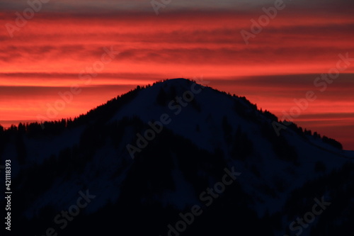 Sonnenuntergang an Blankenstein, Rißerkogl und Setzberg