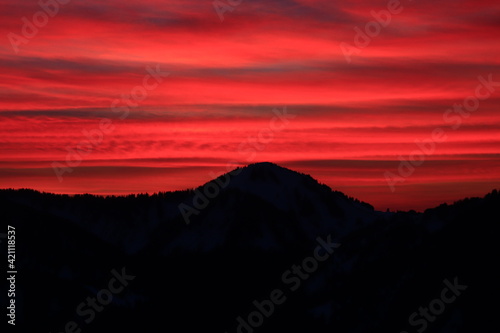 Sonnenuntergang an Blankenstein, Rißerkogl und Setzberg
