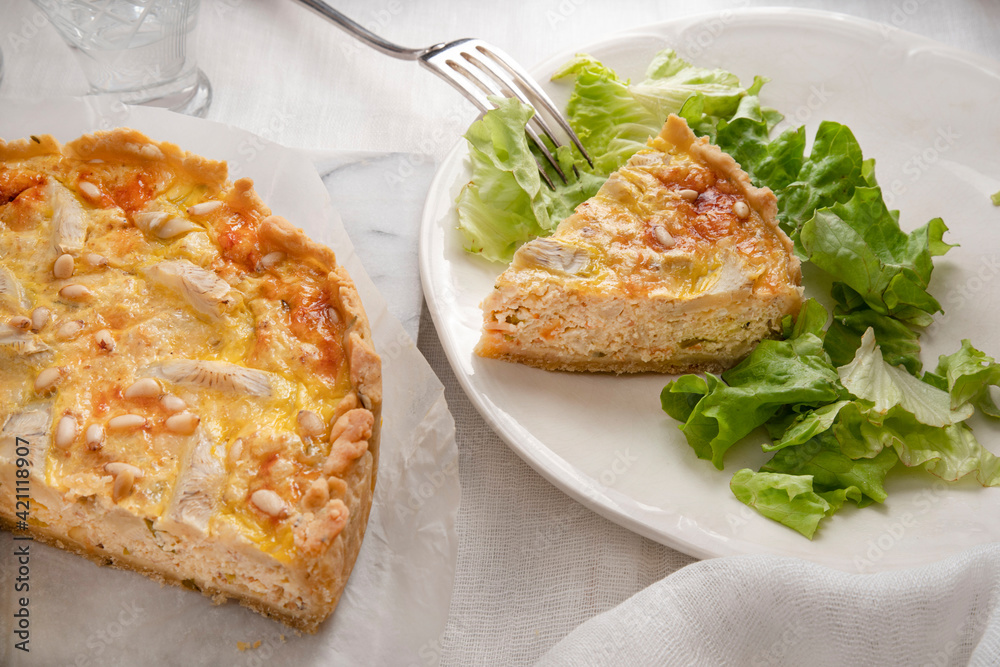 Close-up of a home-made quiche Lorraine Close-up of a home-made quiche Lorraine
