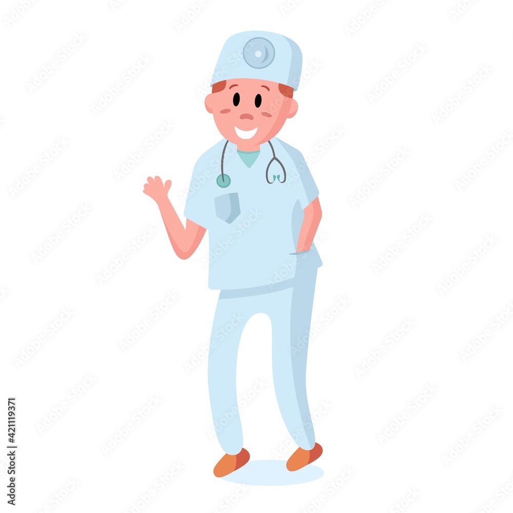 Profession. Vector illustration. Man doctor. Character, Daily work poster for business. Flat Profession. Vector illustration. Man doctor. Character, Daily work poster for business. Flat