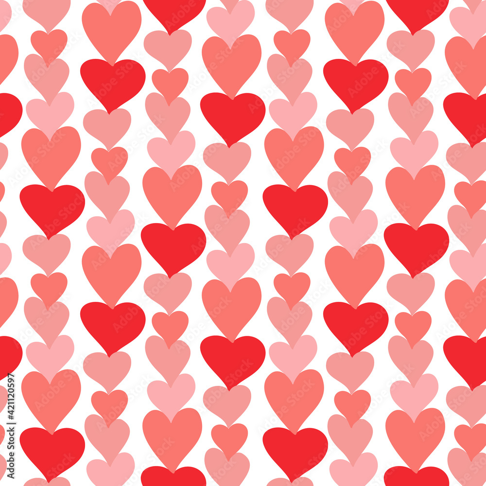 Colorful simple digital drawing seamless pattern with hearts in doodle style. Great basic for print, badge, party invitation, banner, holidays cards, print, paper, design. Valentine's day.