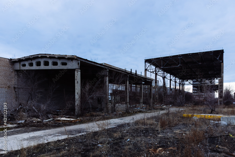 Territory of abandoned industrial area waiting for demolition Territory of abandoned industrial area waiting for demolition