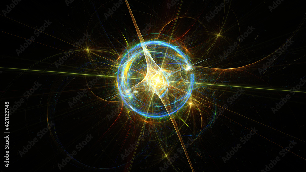 Fototapeta premium Abstract background, smooth multicolored lines on a black background.