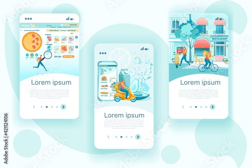 Pizza Online Buying Onboarding Screen Templates Vector Illustration