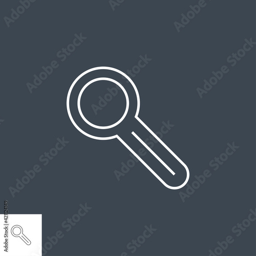 Magnifying Glass Line Icon. Magnifying Glass Related Vector Line Icon. Isolated on Black Background. Editable Stroke.