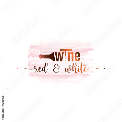 wine bottle watercolor logo on white background