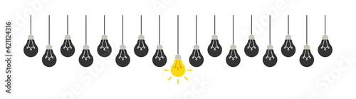 Idea concept light bulbs set. Illustration