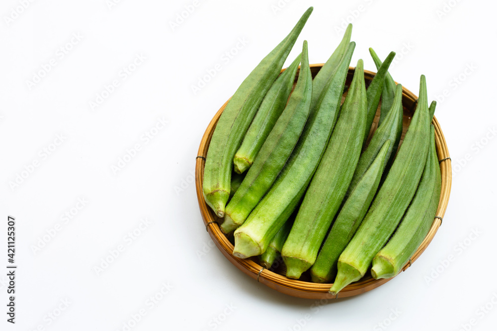 Fresh okra isolated on white background Fresh okra isolated on white background