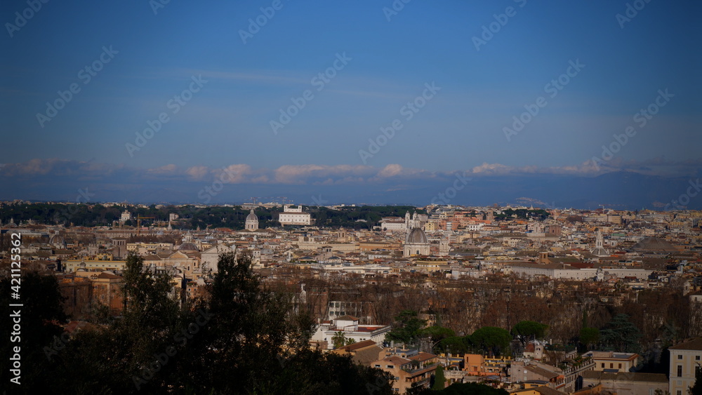 Panoramic view of Rome from Janiculum hill, Italy