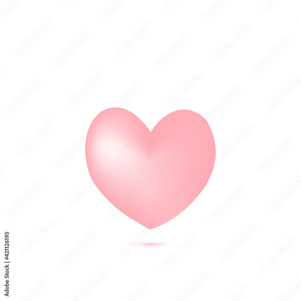 3d pink heart isolated on white background. Vector illustration.