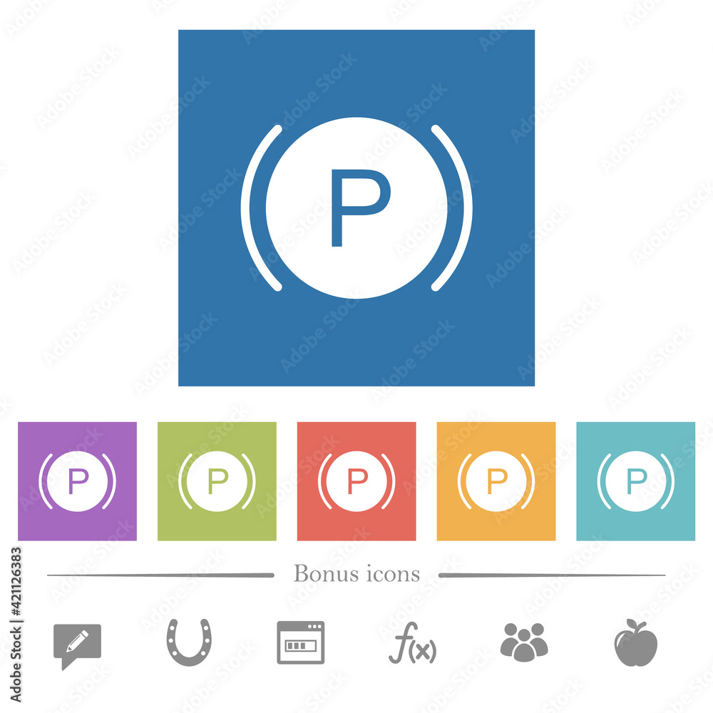 Car dashboard brake warning indicator flat white icons in square backgrounds Car dashboard brake warning indicator flat white icons in square backgrounds