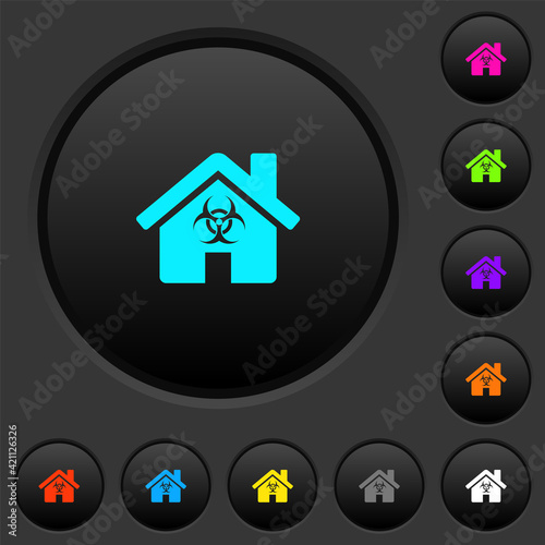 Home quarantine dark push buttons with color icons