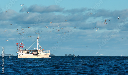 Photography Danish fishing boat in coastal area