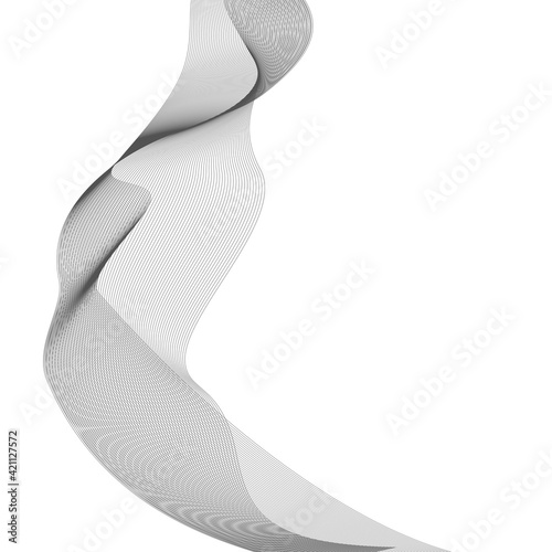 Design elements. Wave of many gray lines. Abstract wavy stripes on white background isolated. Creative line art. Vector illustration EPS 10. Colourful shiny waves with lines created using Blend Tool.