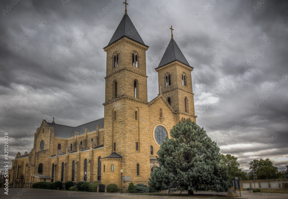 St. Fidelis Basilica also known as the Cathedral of the Plains in Victoria, KS. The church was built between 1908 and 1911.