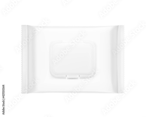 Packaging mockup for wet wipes isolated on white background. Realistic vector illustration. Can be use for your design, promo, adv and etc. EPS10.	