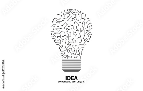 Vector light bulb from dot connect line circuit board. Concept of business plan and creative idea.