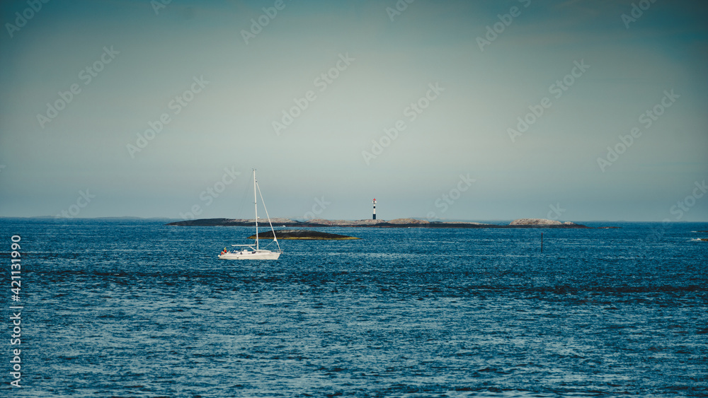 Fototapeta premium Sailing ship on Atlantic ocean, Norway