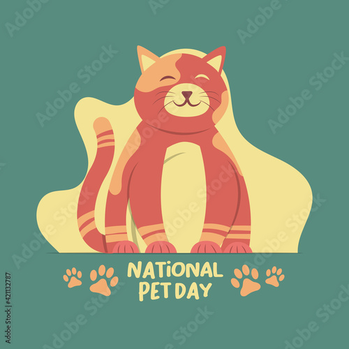 National pet day holiday social media post and card design with cute pets