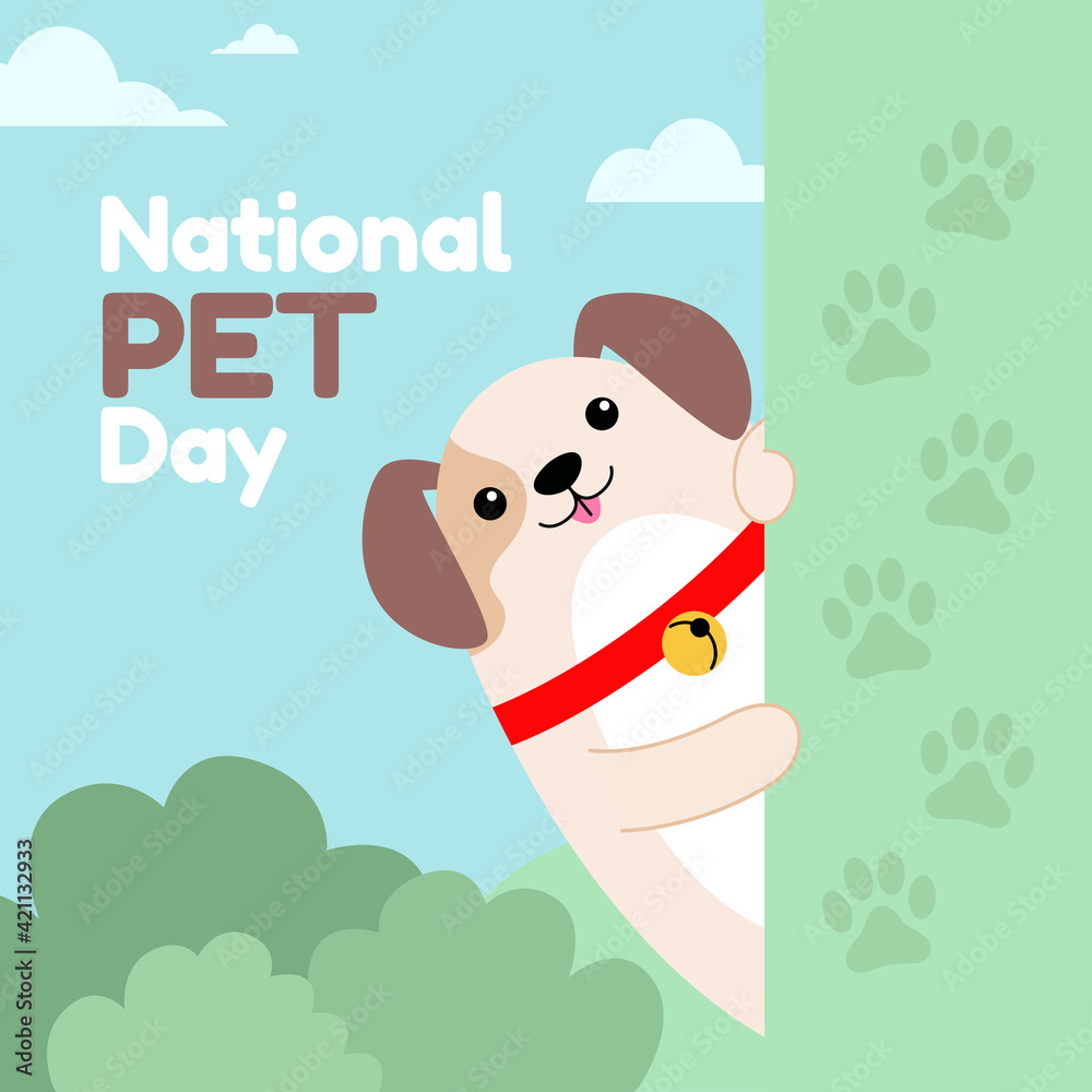 National pet day holiday social media post and card design with cute pets National pet day holiday social media post and card design with cute pets