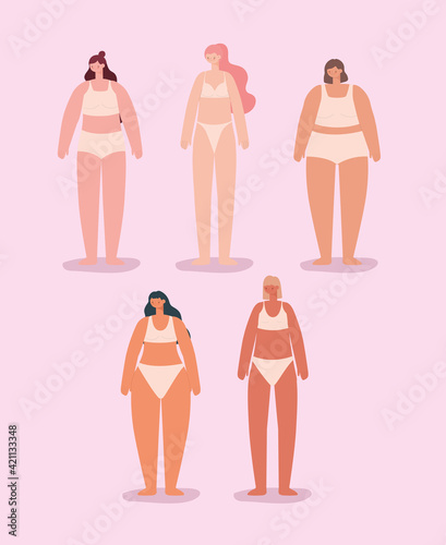 five cute women